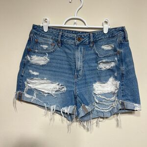 American Eagle Blue Tomgirl Shorts Distressed 8 Denim
